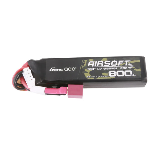 Gens ace 25C 800mAh 11.1V Lipo Battery - T-plug