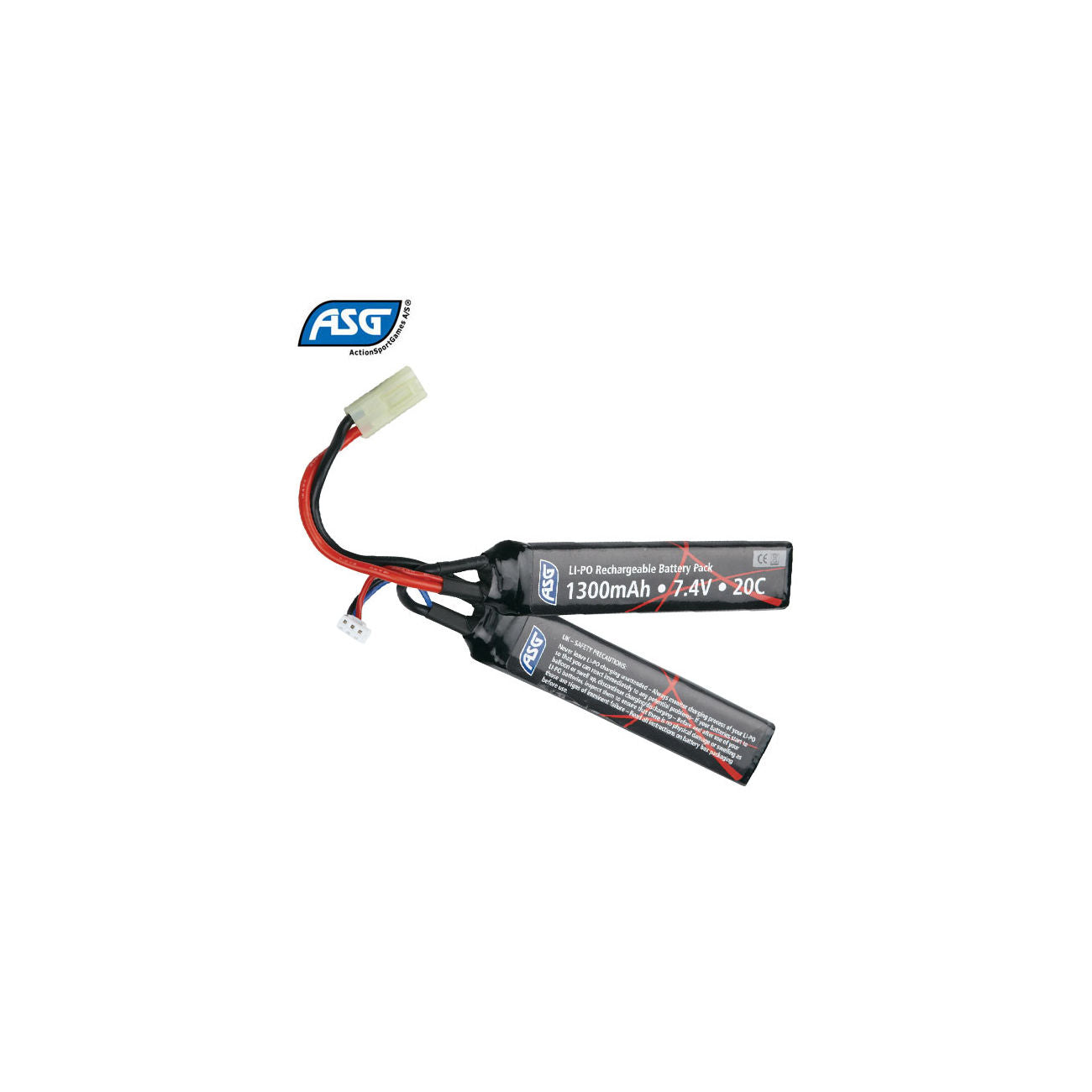 ASG 7.4v 1300mah 25C lipo double-stick battery - Mini Tamiya