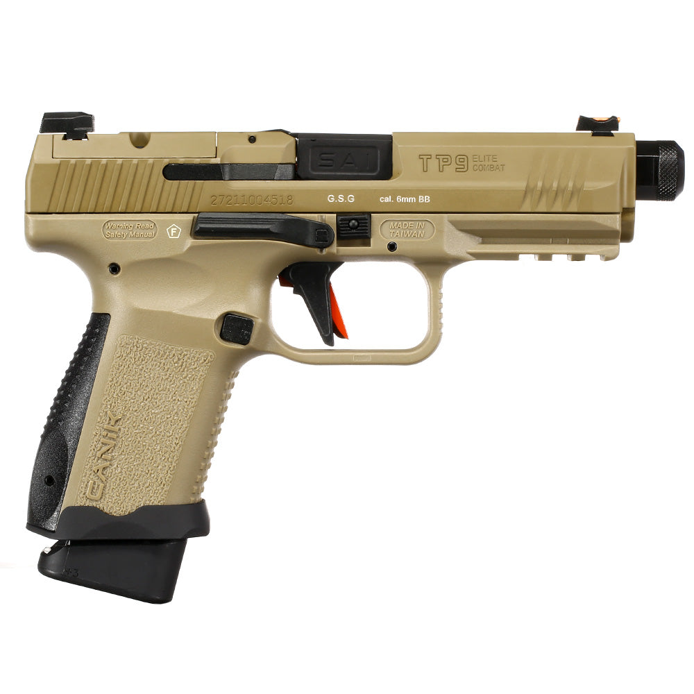 Cybergun / AWC CANiK TP9 Elite Combat mit Metallschlitten GBB 6mm BB Flat Dark Earth