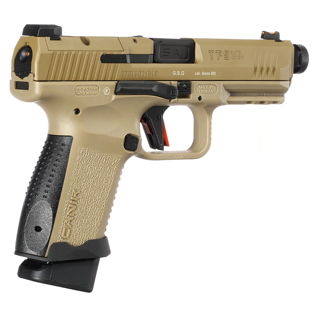 Cybergun / AWC CANiK TP9 Elite Combat mit Metallschlitten GBB 6mm BB Flat Dark Earth