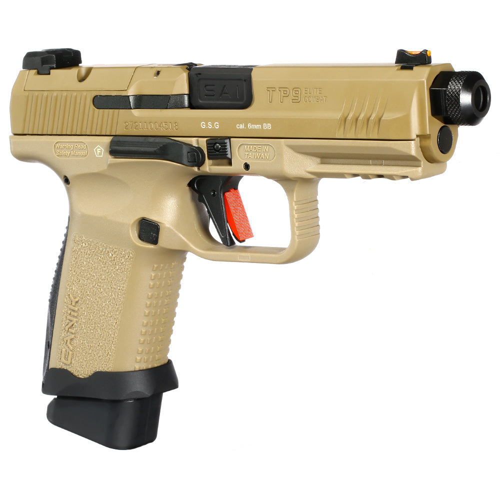Cybergun / AWC CANiK TP9 Elite Combat mit Metallschlitten GBB 6mm BB Flat Dark Earth