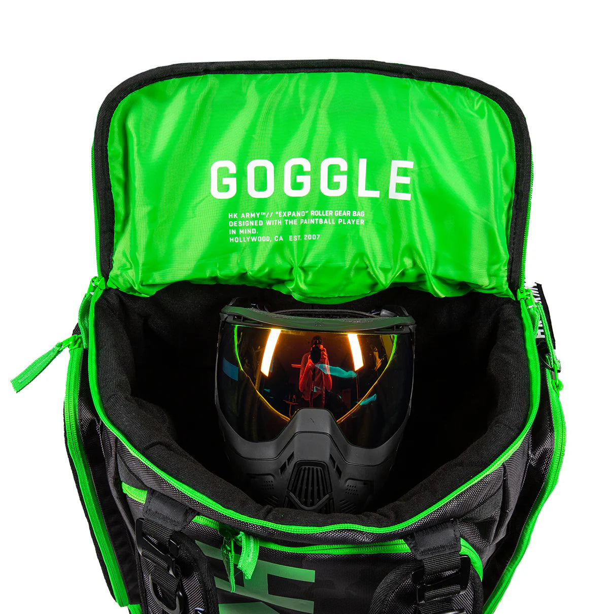 HK Army GEAR BAG EXPAND 75L - ROLLER GEAR BAG - SHROUD NEON GREEN