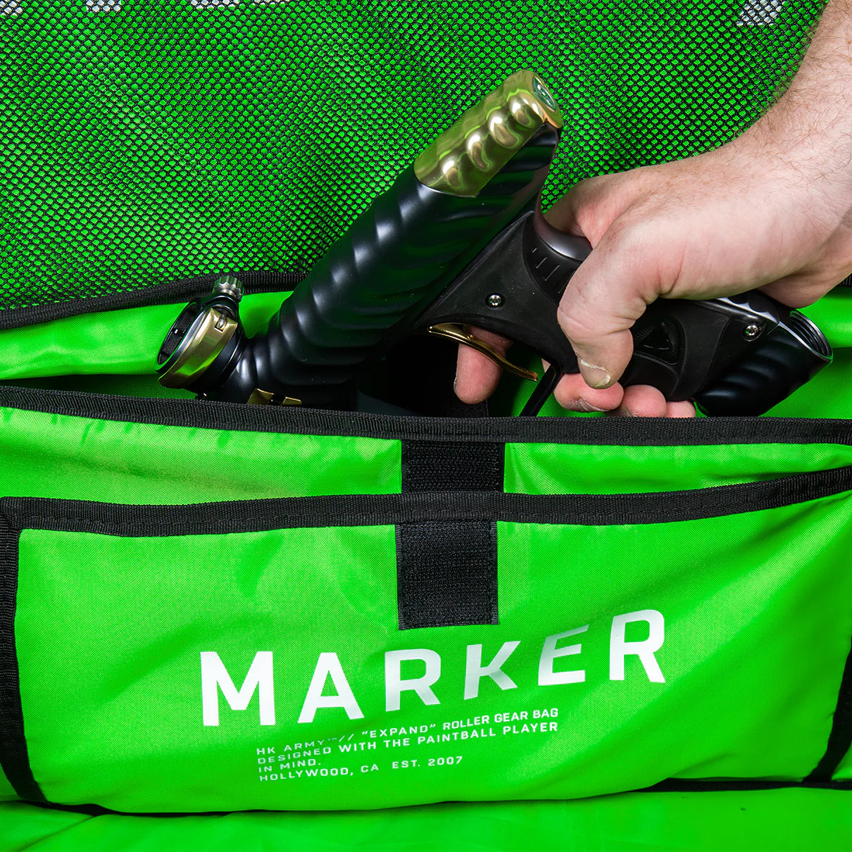 HK Army GEAR BAG EXPAND 75L - ROLLER GEAR BAG - SHROUD NEON GREEN