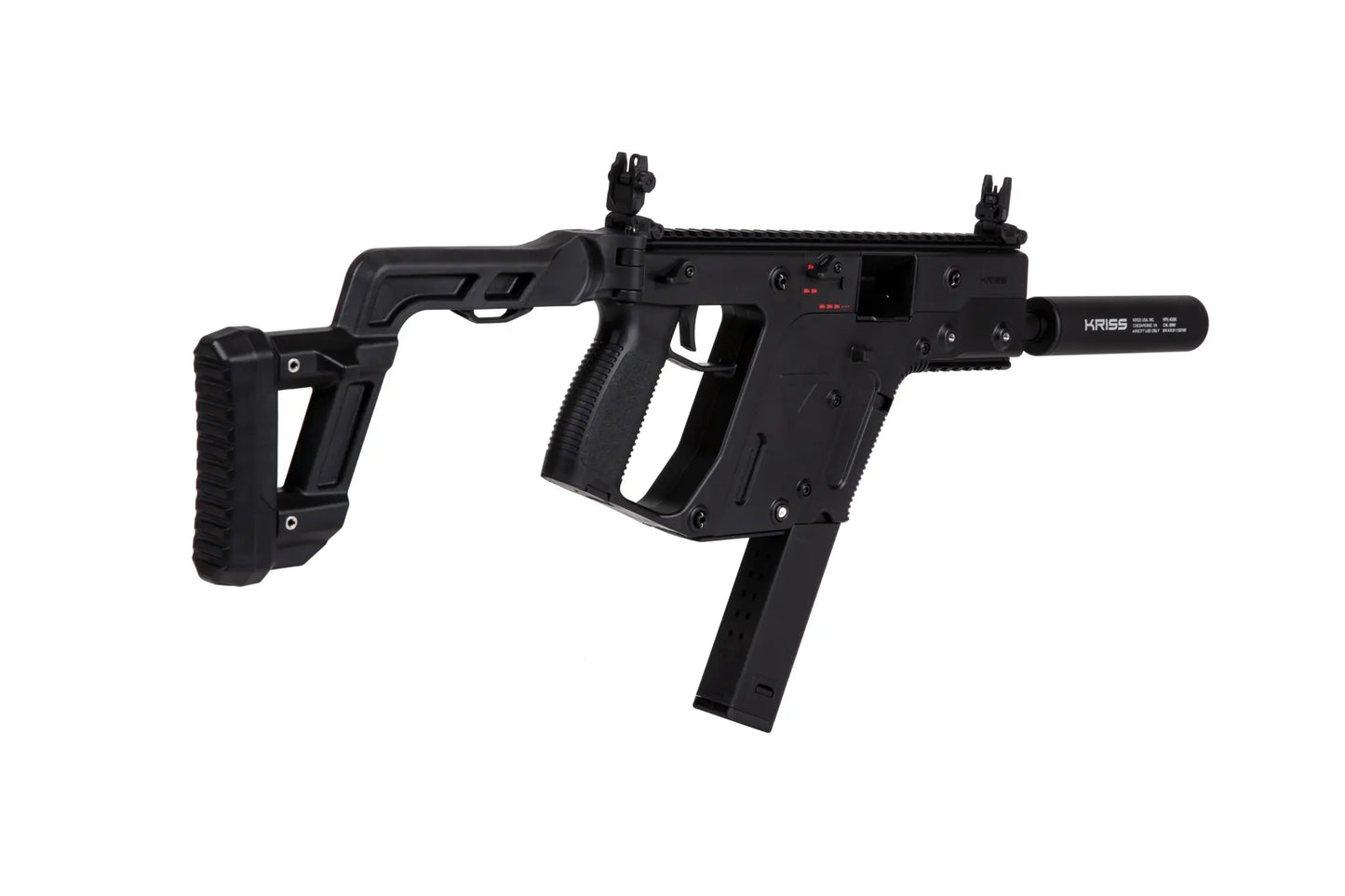 The Krytac Kriss Vector Submachine Airsoft Gun with Mock Suppressor in Black 0,5 Joule