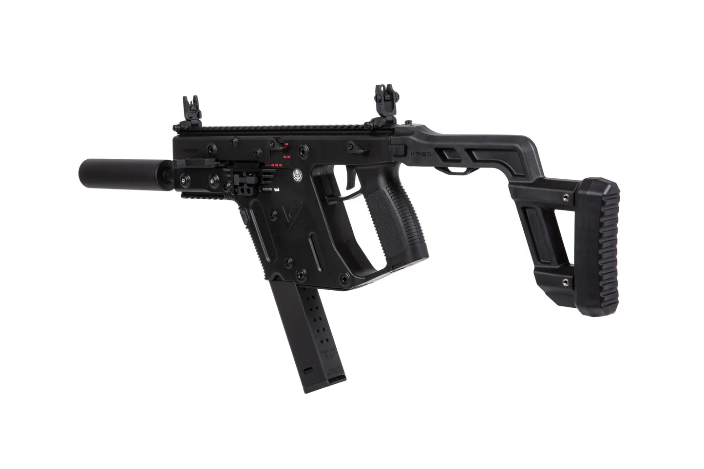 The Krytac Kriss Vector Submachine Airsoft Gun with Mock Suppressor in Black 0,5 Joule