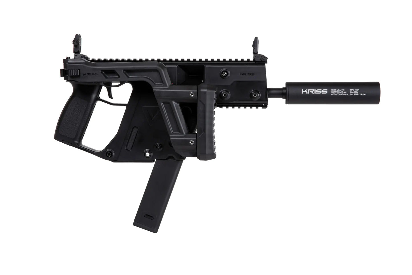 The Krytac Kriss Vector Submachine Airsoft Gun with Mock Suppressor in Black 0,5 Joule
