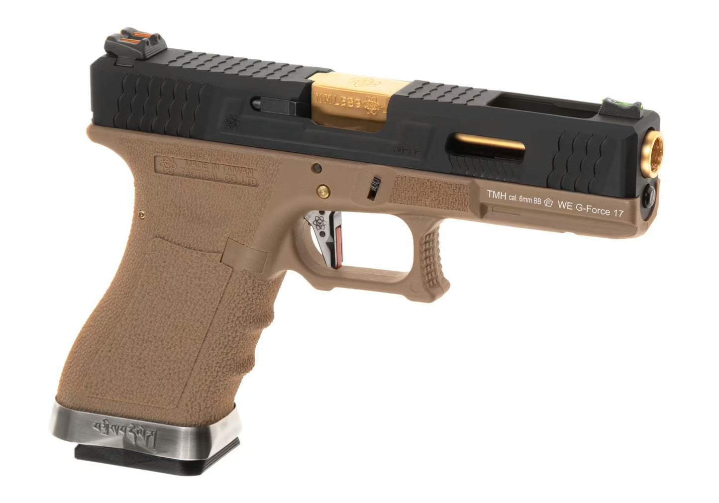 WE G-Force 17 BK Gold Barrel Metal Version GBB DESERT