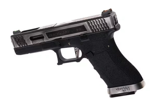 WE G-Force 17 SV Silver Barrel Metal Version GBB SCHWARZ