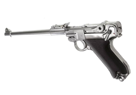 WE P08 8 Inch Full Metal GBB SILVER