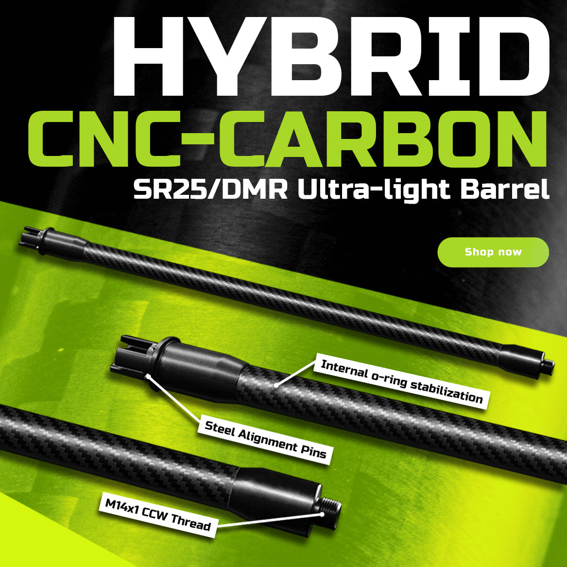 Mancraft MHB - Hybrid CNC-Carbon SR25/DMR barrel 20"