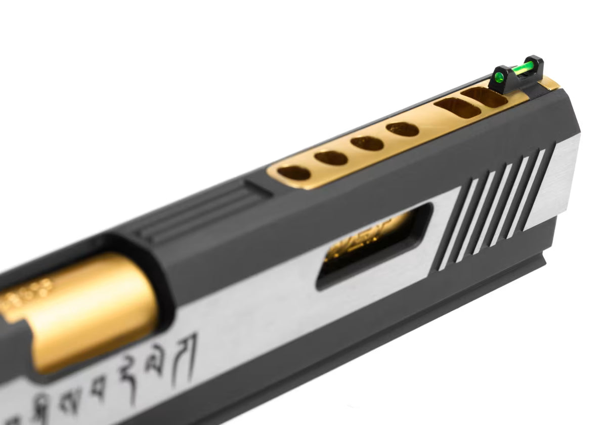 WE Hi-Capa 6 Force A Gold Barrel Full Metal GBB Airsoft-Pistole – Schwarz / Gold