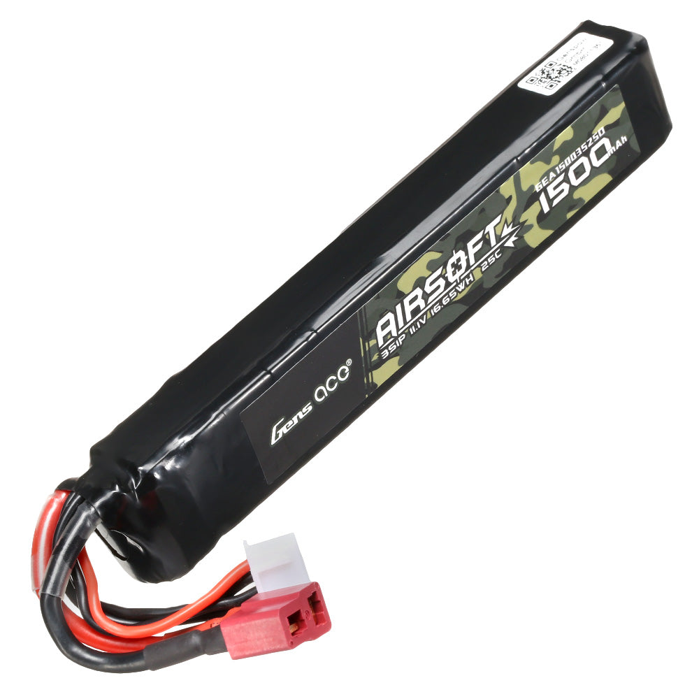Gens ace 25C 1500mAh 11.1V Airsoft Gun Lipo Battery - T Plug