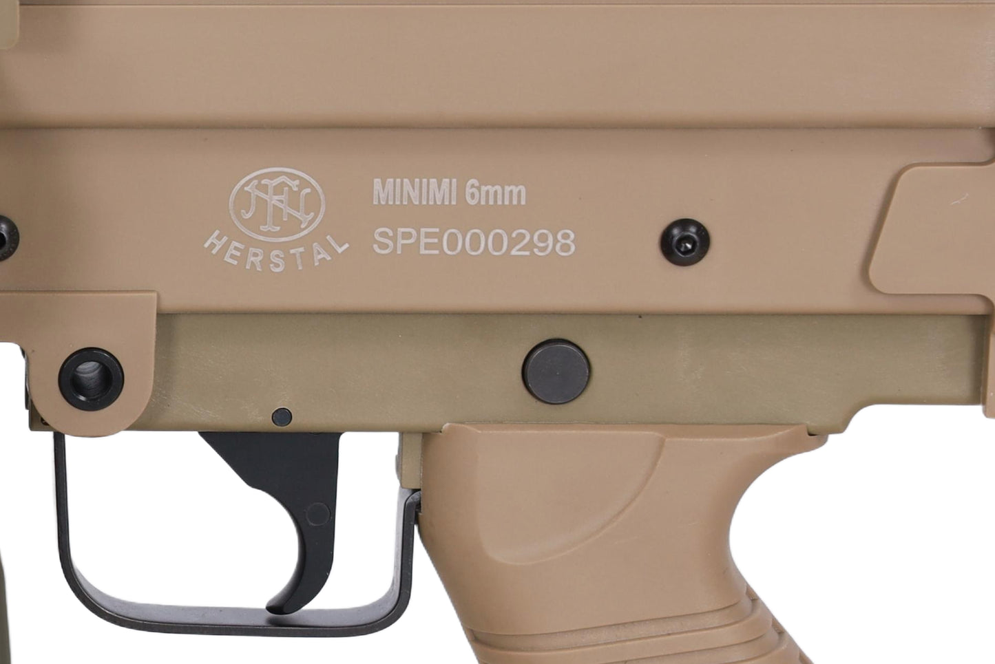 Specna Arms FN Herstal M249 MK2 CORE™ Maschinengewehr AEG – Hellbraun / Tan (unter 0,5 Joule)