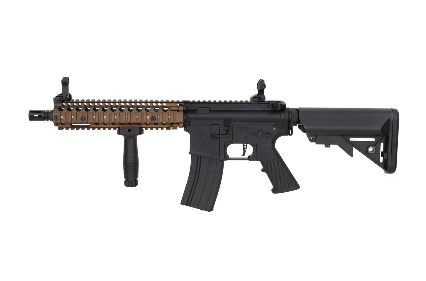 Specna Arms Colt x Daniel Defense MK18 SA-P19 PRIME™ BLDC™ Aster II ETU 10.5'' Sturmgewehr – Chaos Bronze (unter 0,5 Joule)