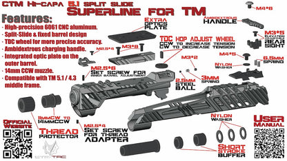 CTM Superline Split Slide – TM Hi-Capa 5.1 (Gold)
