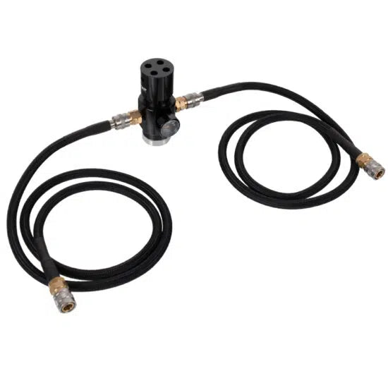 POWAIR V1 DUAL AIRSOFT HPA REGULATOR MIT SCHLAUCHSYSTEM (0-230 PSI) MIT 2 SCHLÄUCHEN