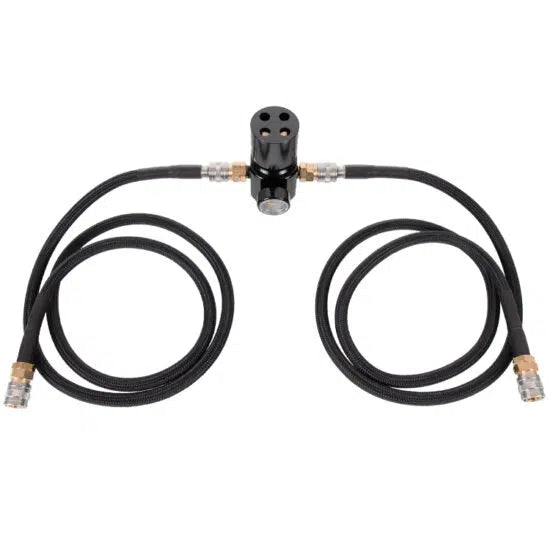POWAIR V1 DUAL AIRSOFT HPA REGULATOR MIT SCHLAUCHSYSTEM (0-230 PSI) MIT 2 SCHLÄUCHEN