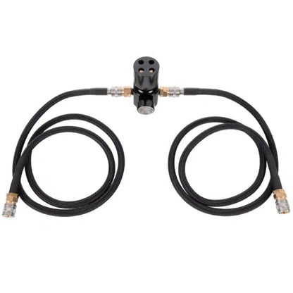 POWAIR V1 DUAL AIRSOFT HPA REGULATOR MIT SCHLAUCHSYSTEM (0-230 PSI) MIT 2 SCHLÄUCHEN