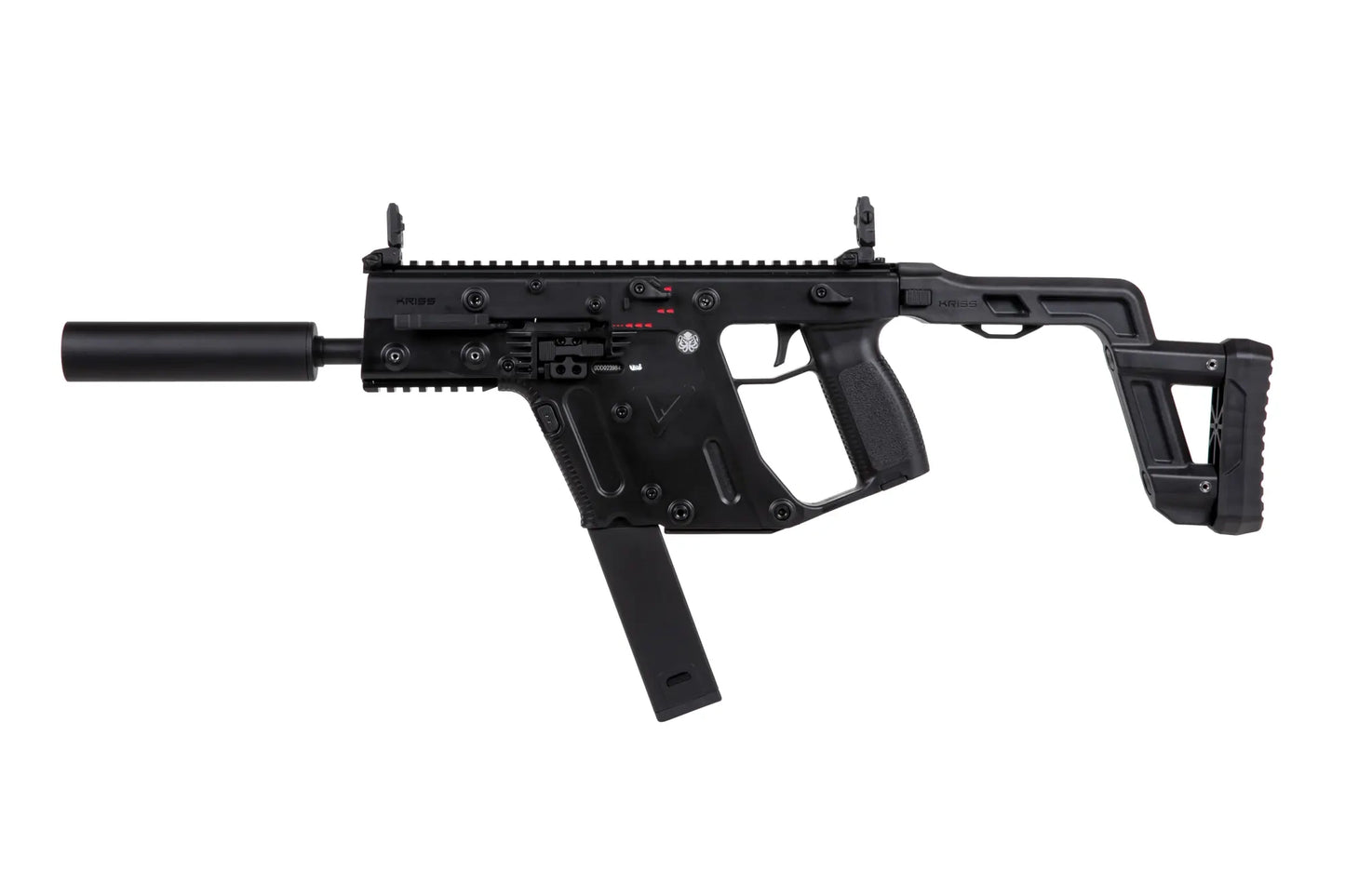 The Krytac Kriss Vector Submachine Airsoft Gun with Mock Suppressor in Black 0,5 Joule