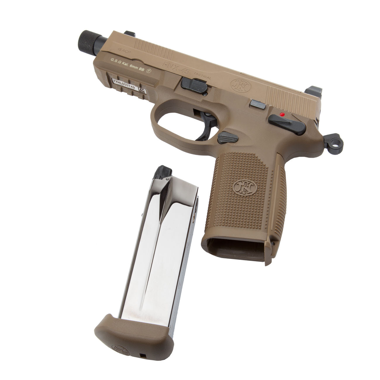 VFC FN Herstal FNX-45 Tactical mit Metallschlitten GBB 6mm BB Flat Dark Earth