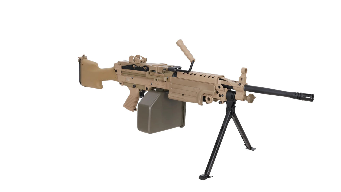 Specna Arms FN Herstal M249 MK2 CORE™ Maschinengewehr AEG – Hellbraun / Tan (unter 0,5 Joule)