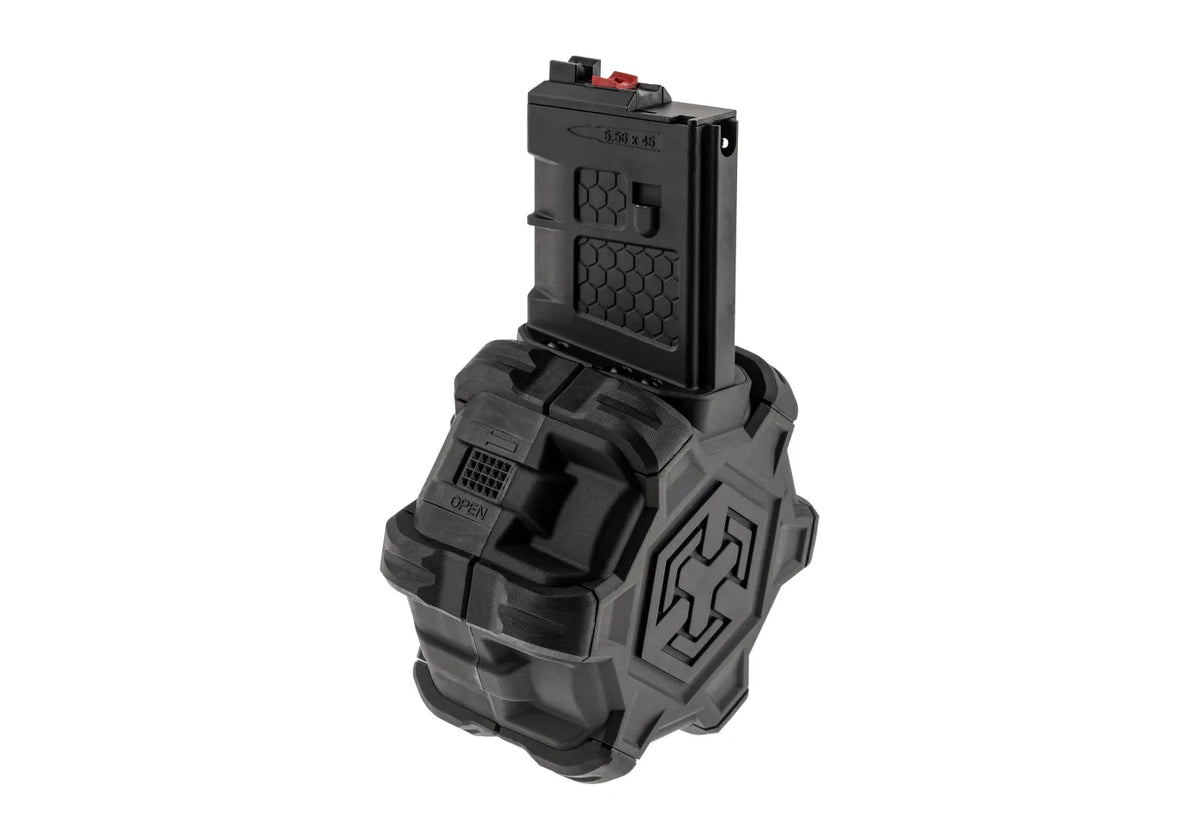 AW Custom Drum Mag für AR-15 / M4 GBB Serie (350 Schuss) – Schwarz