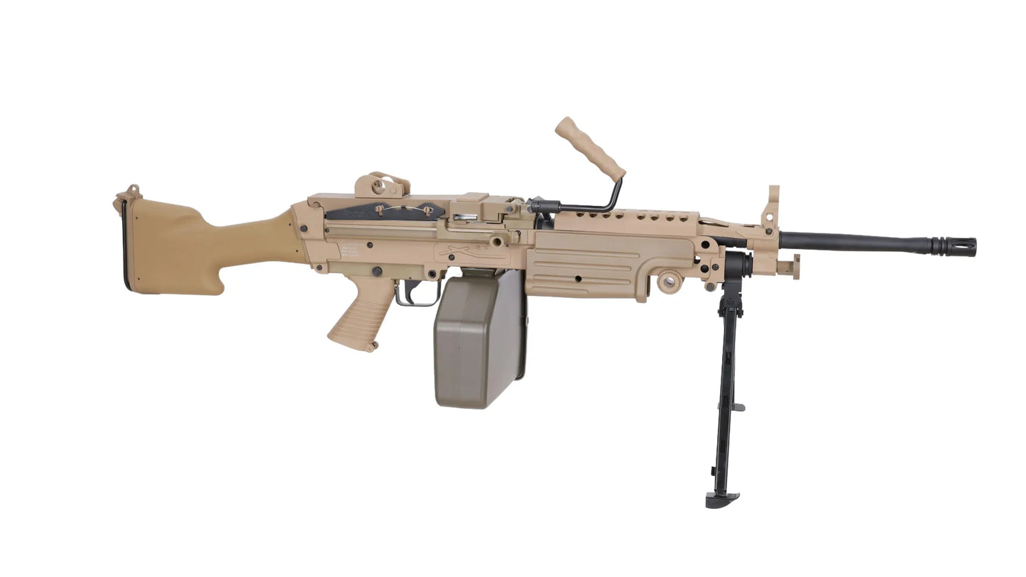 Specna Arms FN Herstal M249 MK2 CORE™ Maschinengewehr AEG – Hellbraun / Tan (unter 0,5 Joule)