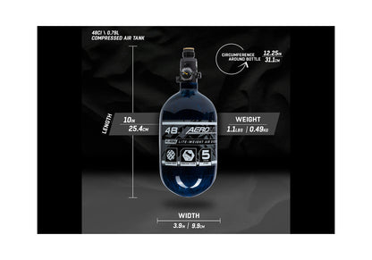 HK Army HSTL AIR System 0,8 Liter / 300 Bar inkl. Standard HP Preset Regulator – Aerolite Blue (48ci/4500PSI)