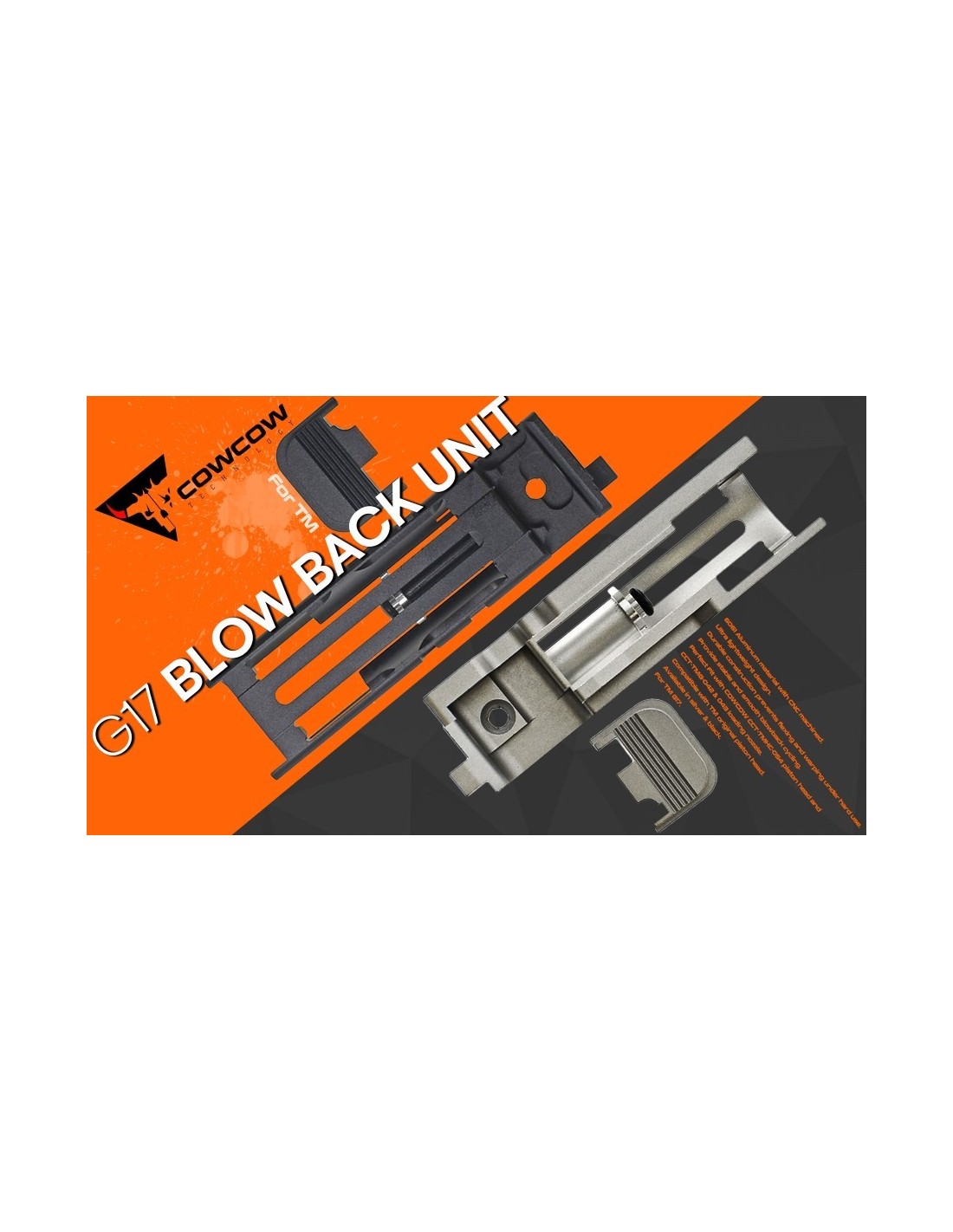 COWCOW Aluminum CNC Blowback Unit – G17 / G18C / G19 / G26 (Silver)