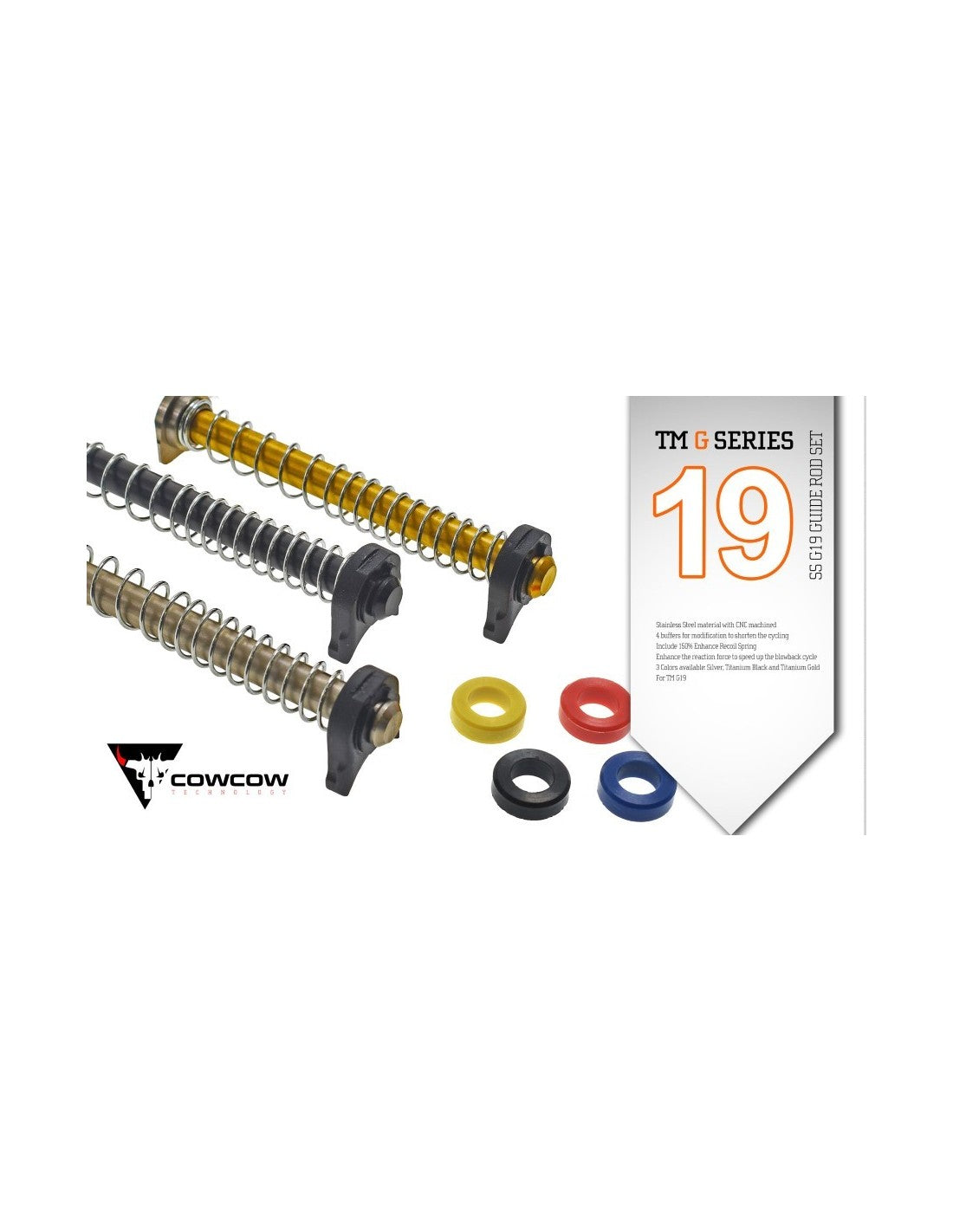 COWCOW Stainless Steel Guide Rod Set – TM G19 (Black)