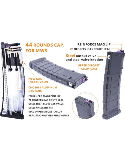 Cyma T8 P-40 44 Rds Gas Magazine für M4 CGS / MWS GBBR – Schwarz