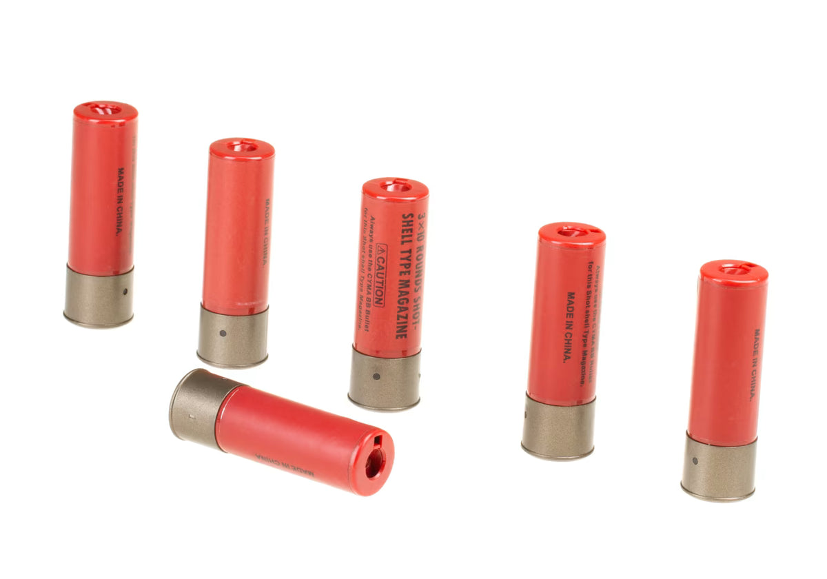 Cyma Shotgun Shells 30 BBs – 6er-Pack (Klassisch Rot)