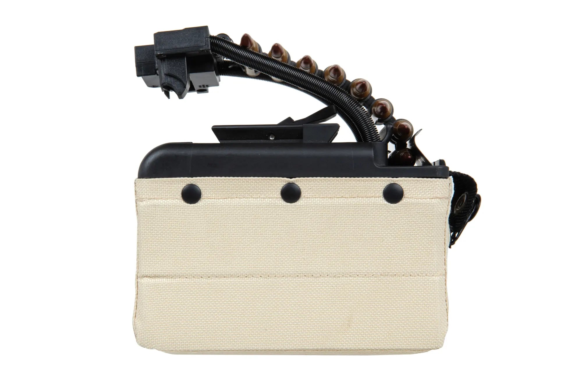 A&K electric box magazine for 2,000 BBs for M249 type replicas with imitation Tan ammunition