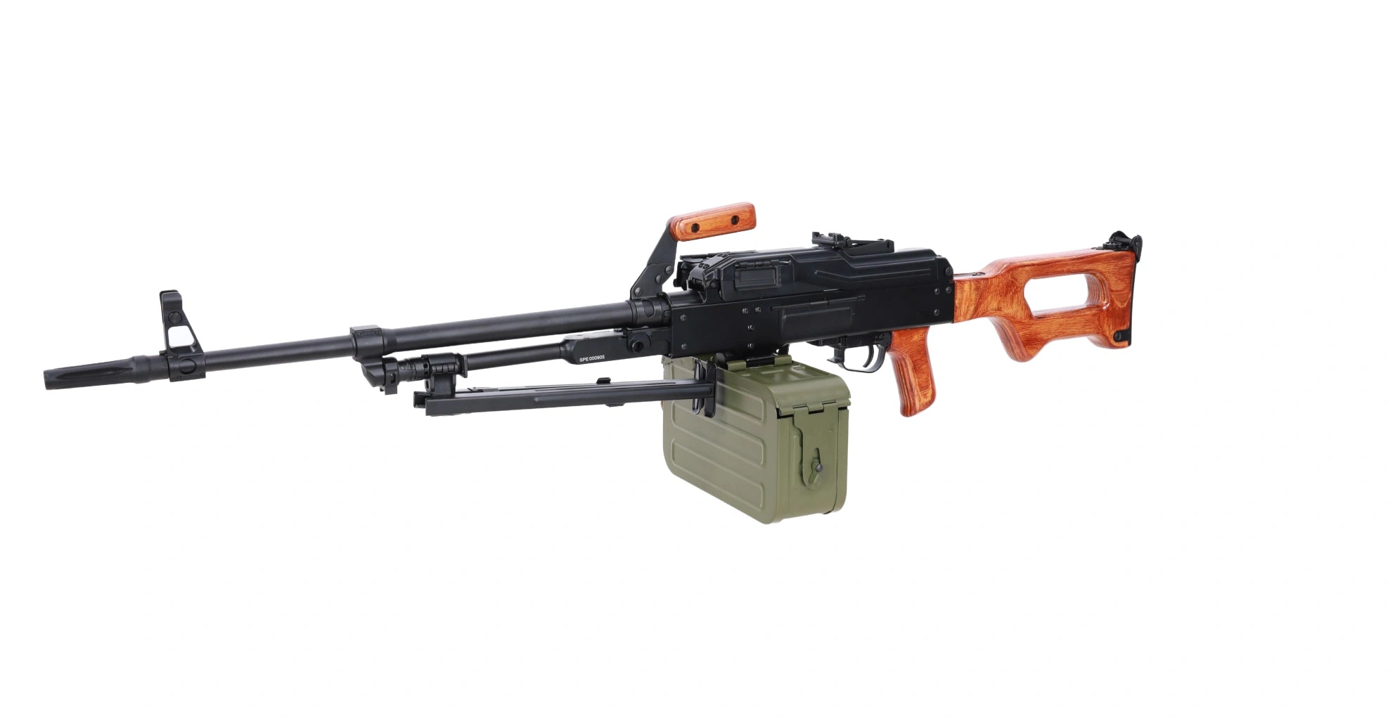 Specna Arms x A&K SA-PKM EDGE™ airsoft machine gun with wooden components