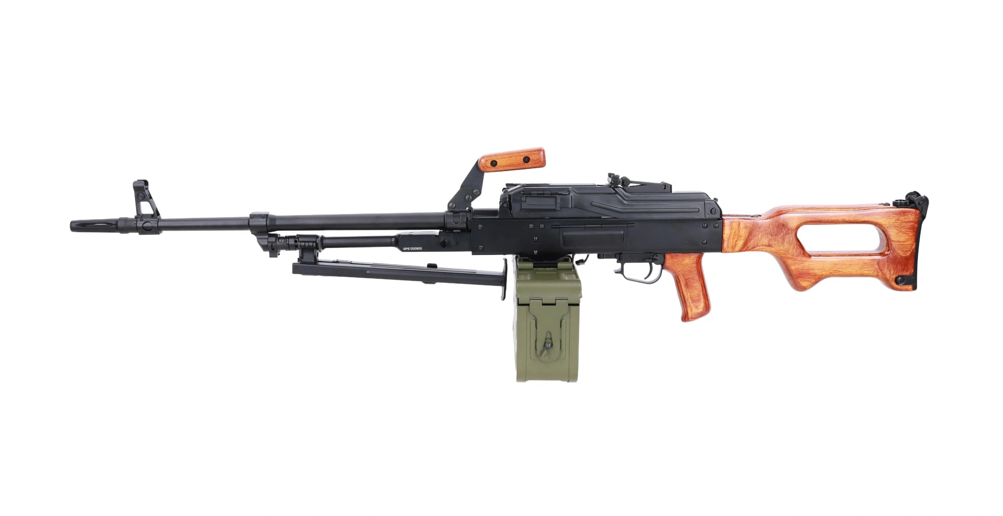 Specna Arms x A&K SA-PKM EDGE™ airsoft machine gun with wooden components