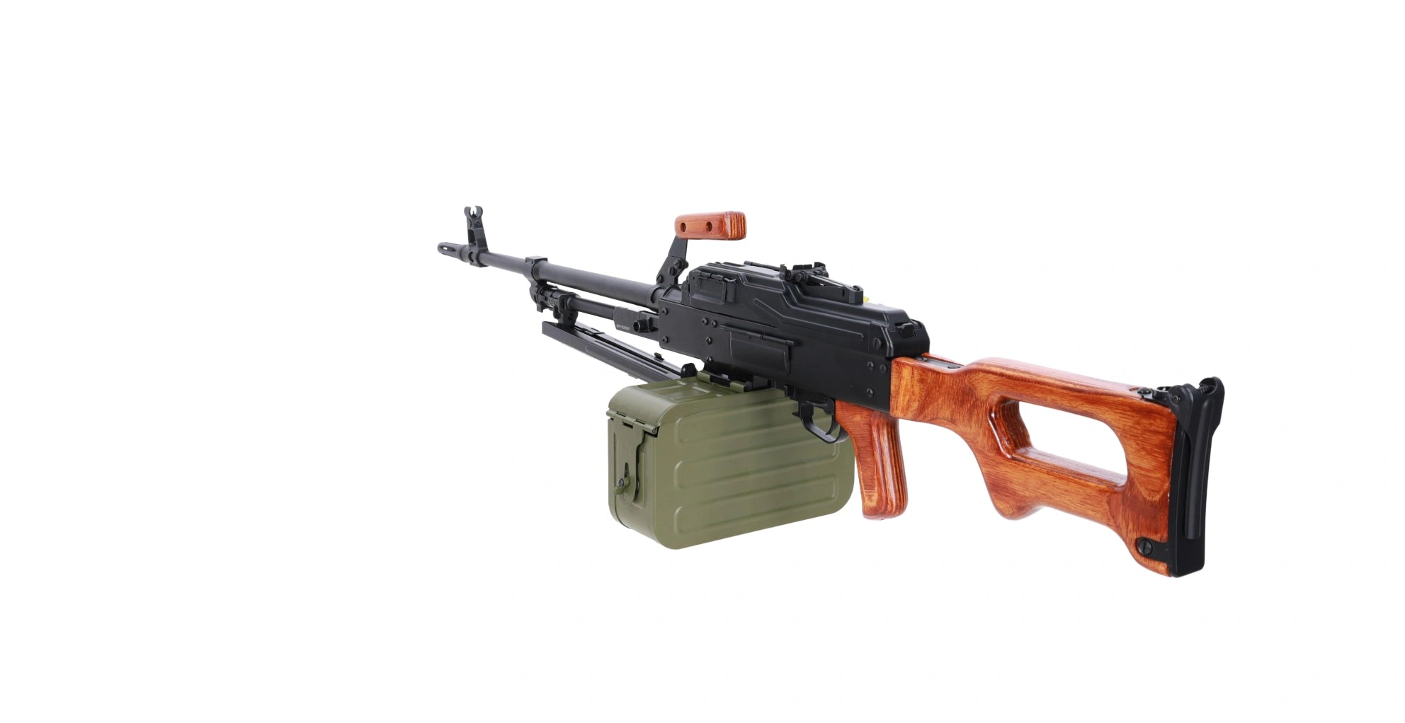 Specna Arms x A&K SA-PKM EDGE™ airsoft machine gun with wooden components