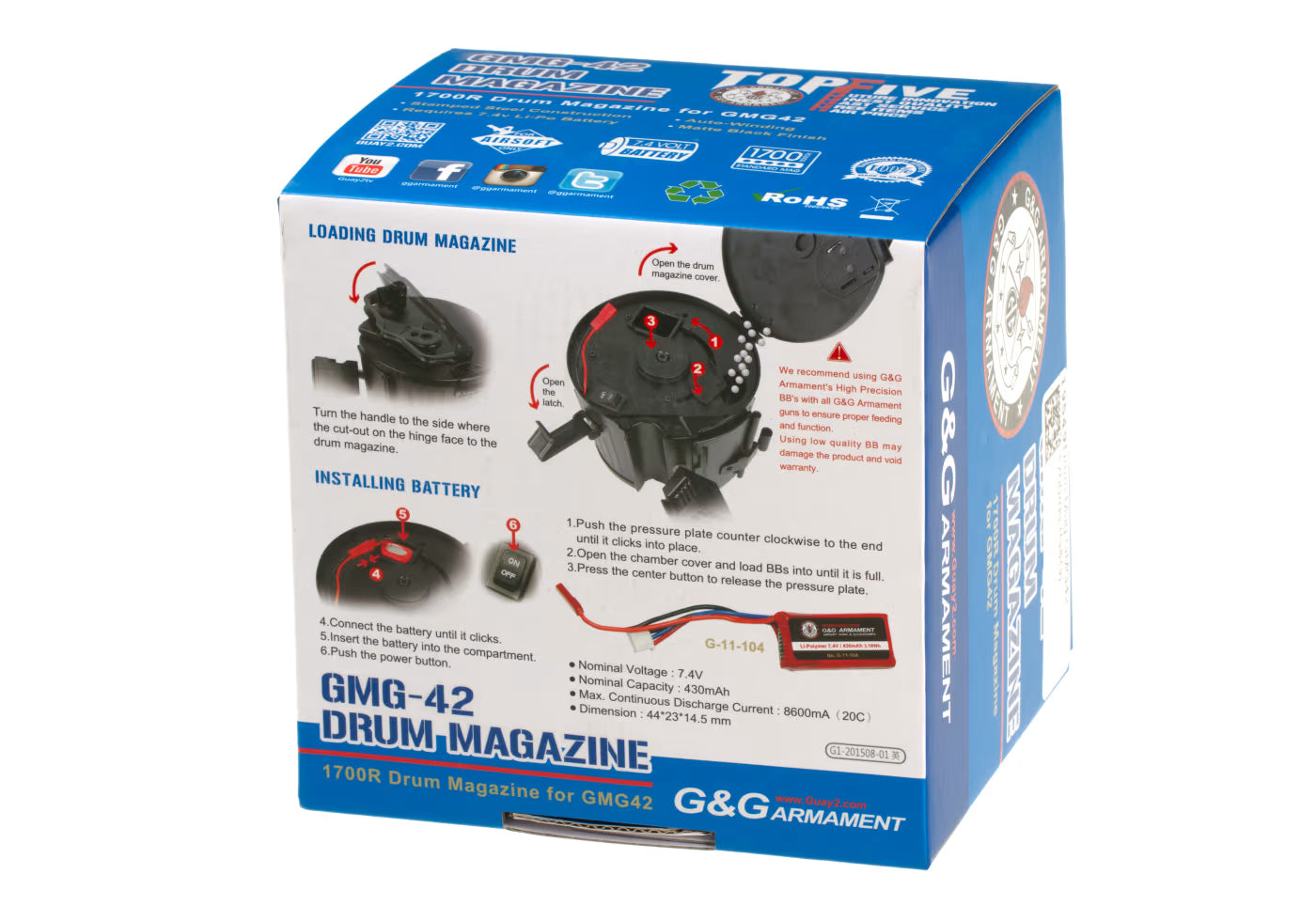 G&G Box Mag GMG42 1700rds Schwarz