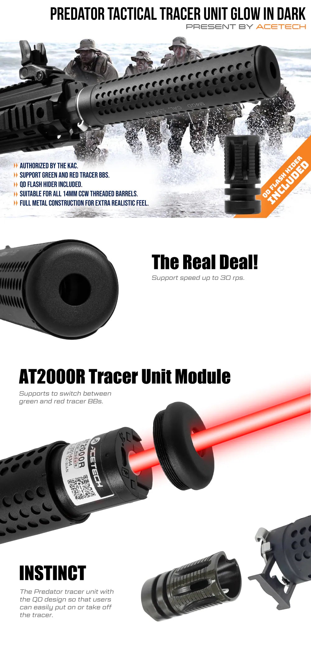 ACETECH Predator Tracer Suppressor Unit VFC KAC Silencer + AT2000R