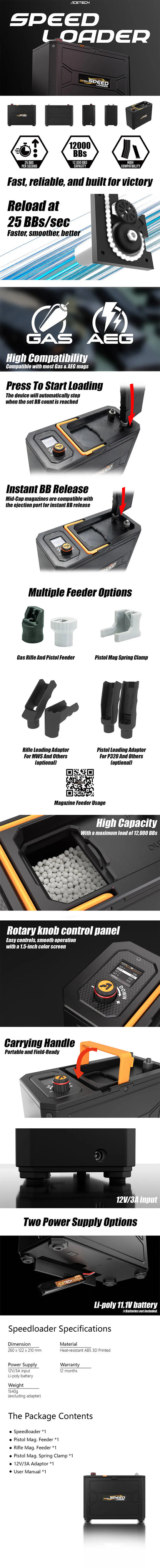 Acetech Electronic High-Speed Speedloader – 12000rds Kapazität