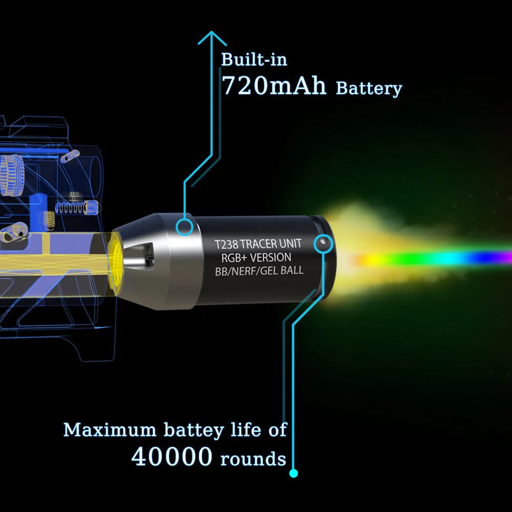 T238 Spitfire Tracer Unit RGB+ Version für Nerf Darts/Gel Ball Blaster/Airsoft tracer module Schwarz