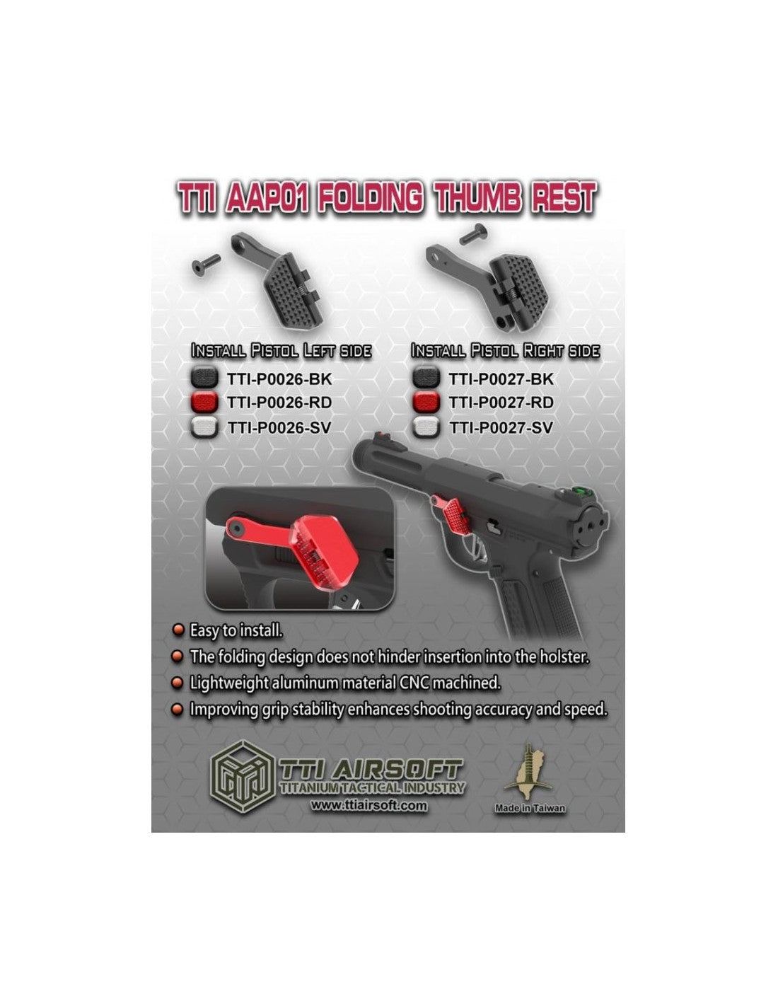 TTI Folding Thumb Rest – Right Side (Black)