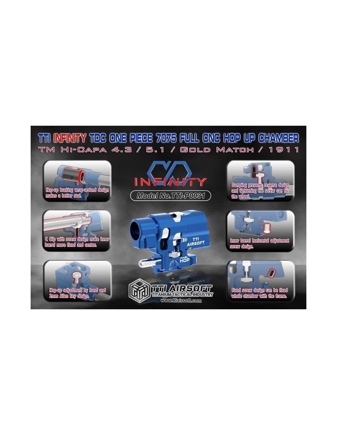 TTI Infinity CNC TDC Hop-Up Chamber – Hi-Capa Series (Red)