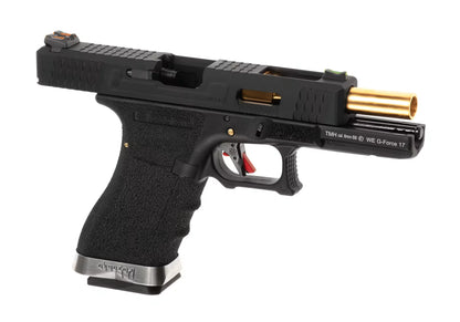 WE G-Force 17 BK Gold Barrel Metal Version GBB Airsoft-Pistole – Schwarz