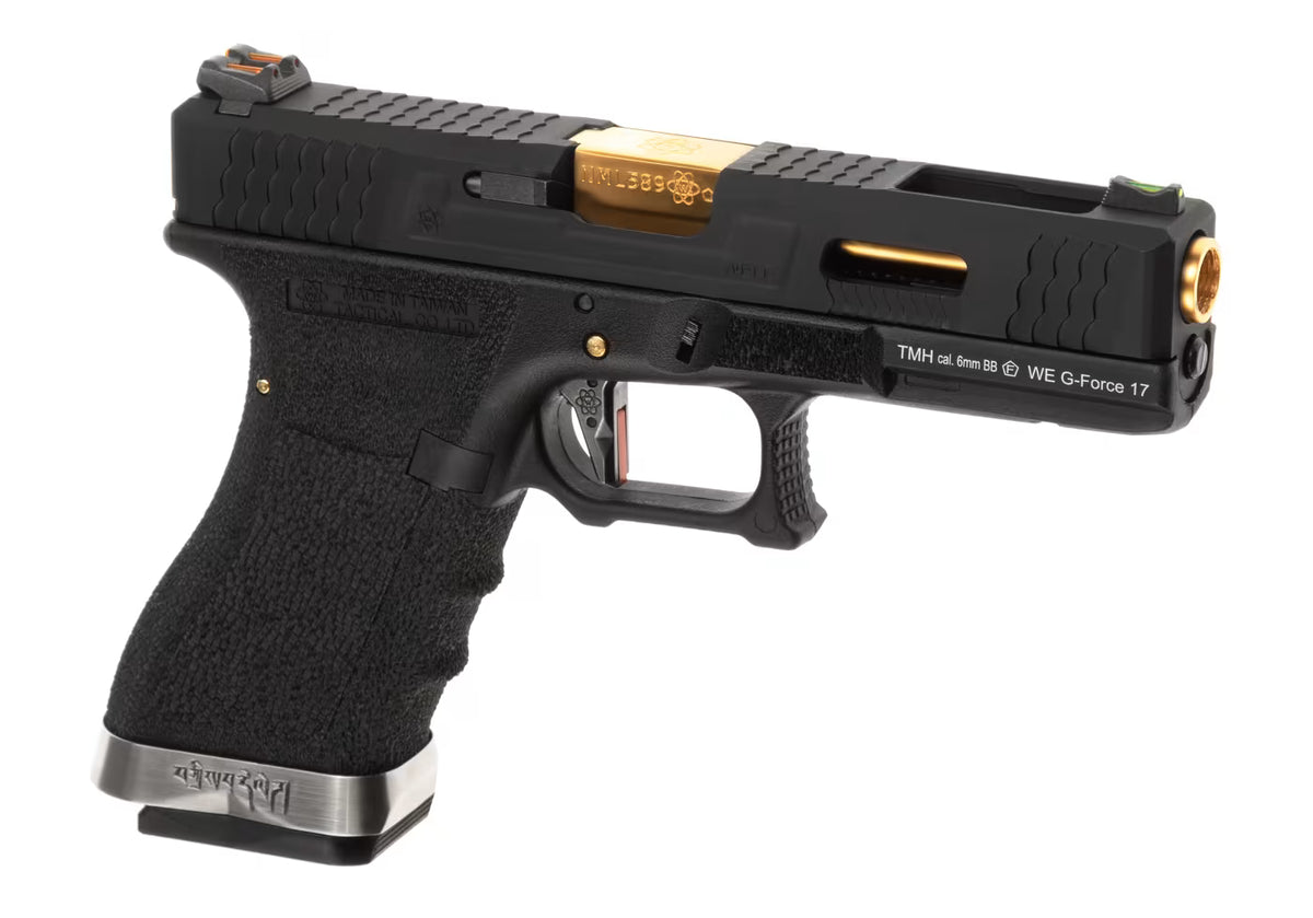 WE G-Force 17 BK Gold Barrel Metal Version GBB Airsoft-Pistole – Schwarz
