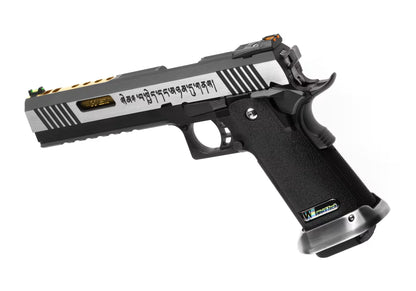 WE Hi-Capa 6 Force A Gold Barrel Full Metal GBB Airsoft-Pistole – Schwarz / Gold