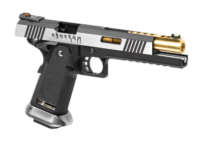 WE Hi-Capa 6 Force A Gold Barrel Full Metal GBB Airsoft-Pistole – Schwarz / Gold