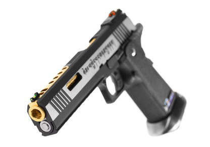 WE Hi-Capa 6 Force A Gold Barrel Full Metal GBB Airsoft-Pistole – Schwarz / Gold