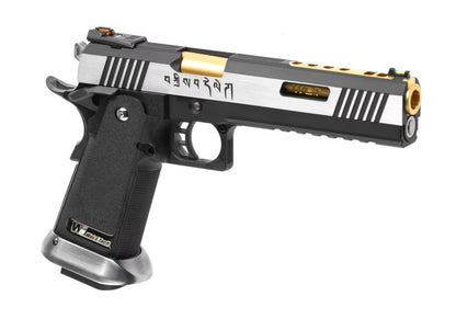 WE Hi-Capa 6 Force A Gold Barrel Full Metal GBB Airsoft-Pistole – Schwarz / Gold