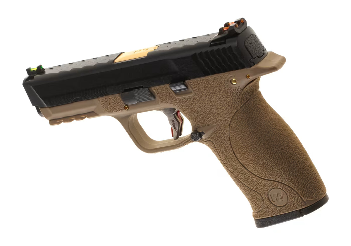 WE WET-05 BK/FDE Gold Barrel Metal Version GBB Airsoft-Pistole