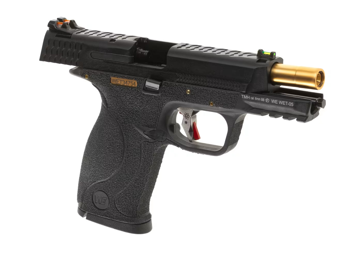 WE WET-05 BK Gold Barrel Metal Version GBB Airsoft-Pistole